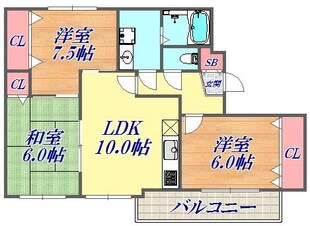 グランシャリオ山手田邉の物件間取画像